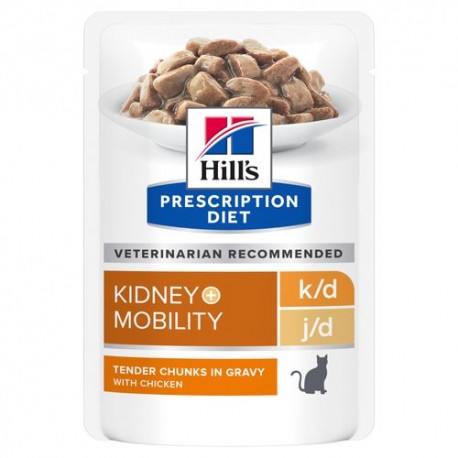 Hill's Prescription Diet k/d en j/d Kidney + Mobility Feline Maaltijdzakjes met Kip